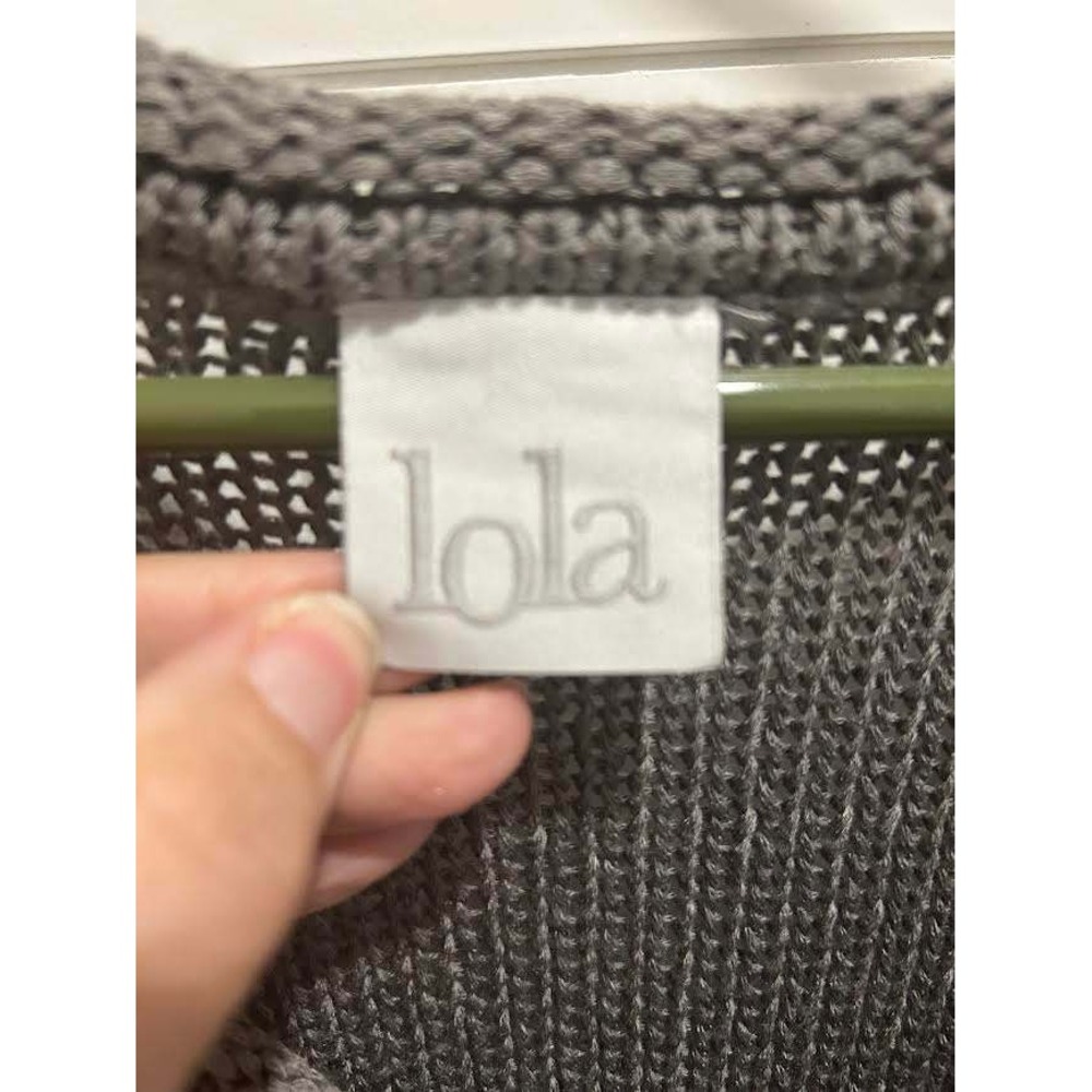Lola Gray Distressed Chunky Knit V-Neck Sweater Womens S 3/4 Sleeve Artsy Langan - Picture 2 of 8